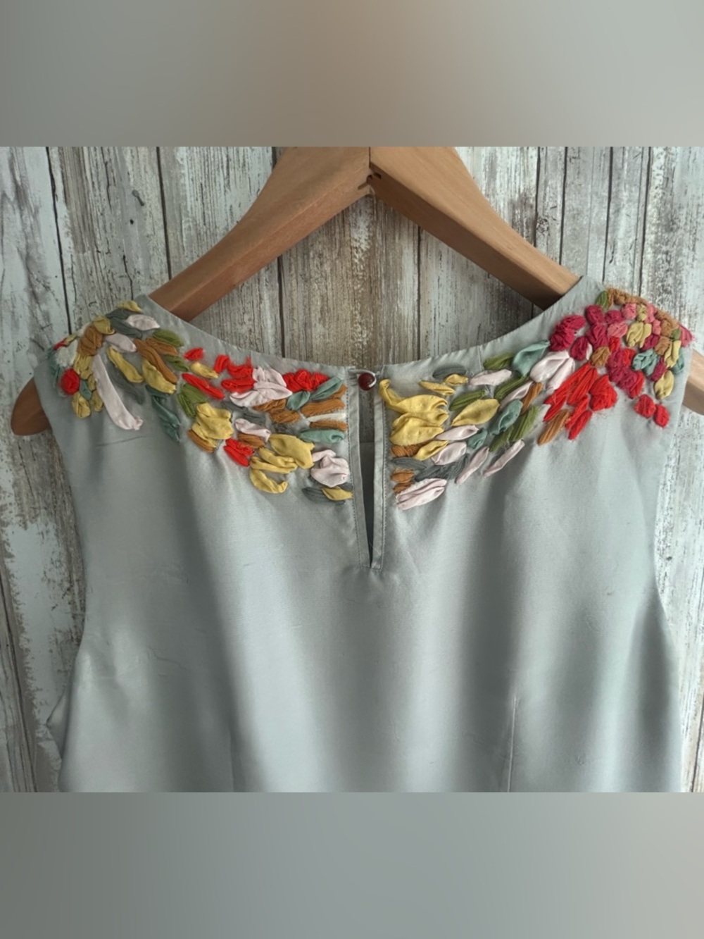 100% silk J. Crew Collection Embroidered silver sleeveless dress size 10 - Picture 2 of 4